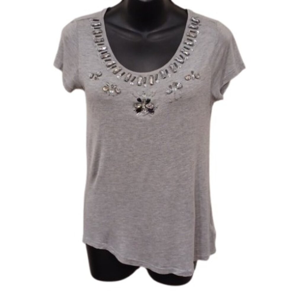 H&M Bejeweled Gray Heathered Tee- Sz. XS